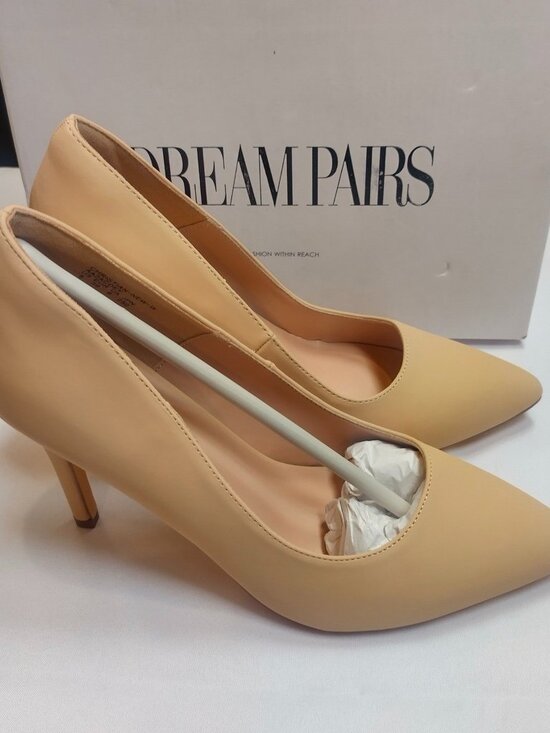 Dream Pairs Shoes - Dream Pairs Christian-New-W Nude Nubuck Pointed Toe Pumps Heels